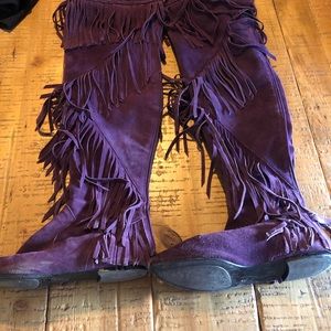Sam Edelman purple suede fringed boots